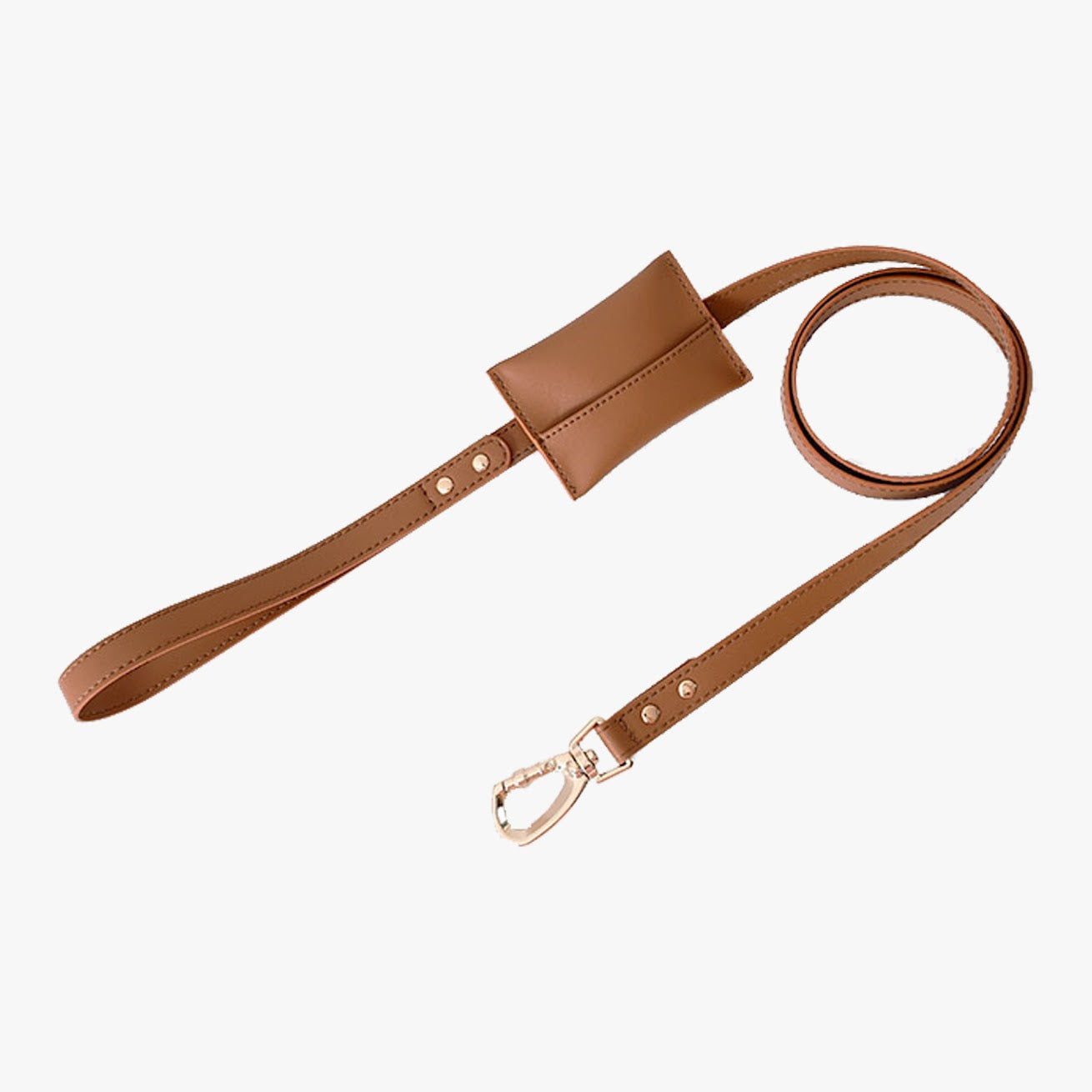 Leather Dog Lead with Waste bag