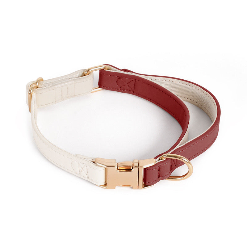 Red_Elysian_Leather_Collar_Maroon_Orange_Dog